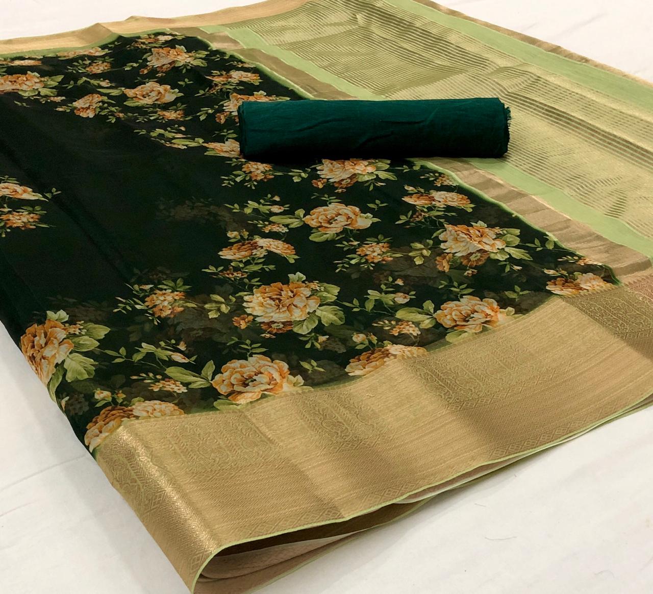 Rajyog Organza Latest Designer Casual Wear Silk Soft Weaving Saree Collection